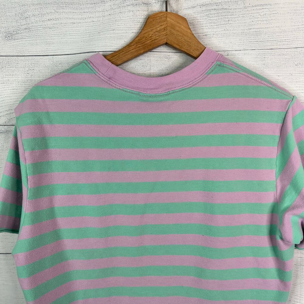 Teddy Fresh Womens size Medium Fat Striped Cropped Crewneck T Shirt - Picture 5 of 7